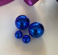 Dobbelt perleøreringe kongeblå, skin